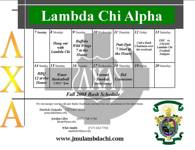 Spring 08 Rush Schedule